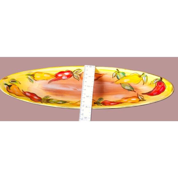 OLIVE/CONDIMENT/BREAD DISH-Tabletops Gallery-Long Narrow-Hand Painted/Crafted - Picture 10 of 11